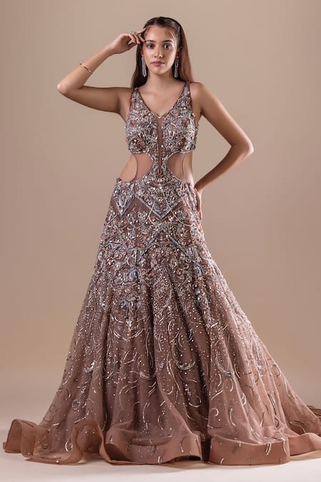 RAJ ARORA Swarovski Embroidered Gown 