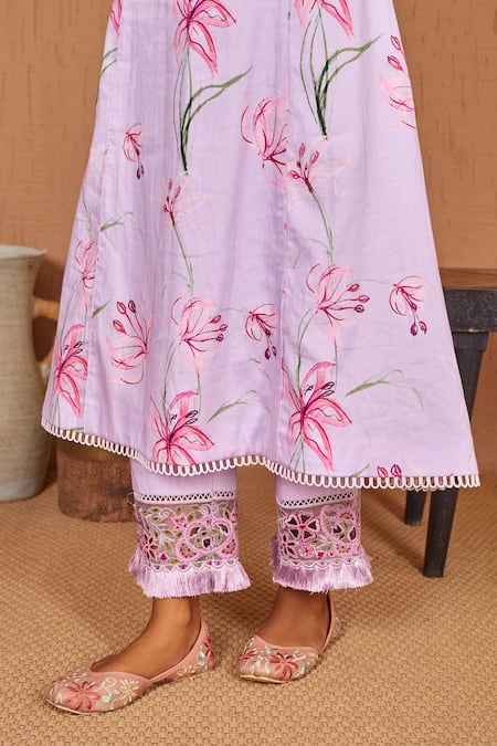 Buy Bhawna Sethi Purple Cotton, Silk, Organza Embroidery, Finch A-line Kurta Set With Dupatta Buy_Bhawna Sethi_Purple Cotton, Silk, Organza Embroidery, Finch A-line Kurta Set With Dupatta