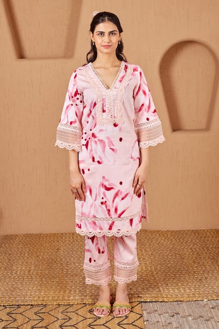 Bhawna Sethi Rosella Floral Print A-Line Kurta & Pant Set 