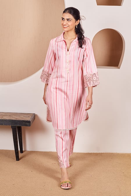 Bhawna Sethi Rosella Printed Cutwork Kurta With Pant 