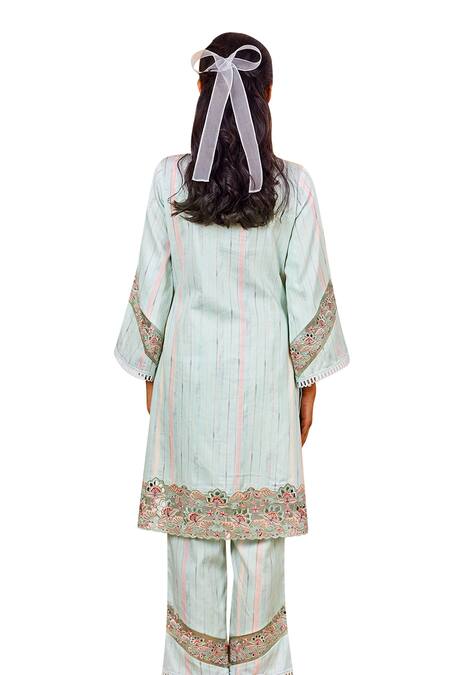 Buy Bhawna Sethi Green Cotton, Silk Pearls, Sequins, Cut Work Lovebird Kurta And Pant Co-ord Set Online at Aza Fashions Buy_Bhawna Sethi_Green Cotton, Silk Pearls, Sequins, Cut Work Lovebird Kurta And Pant Co-ord Set _Online_at_Aza_Fashions