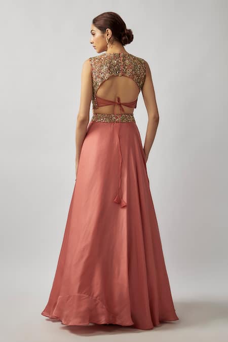 FATIZ Cutdana Hand Embroidered Blouse Lehenga Set 