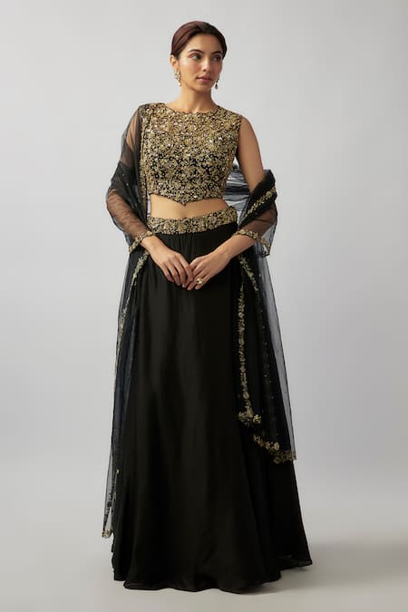 FATIZ Zardosi Hand Embroidered Blouse Lehenga Set 