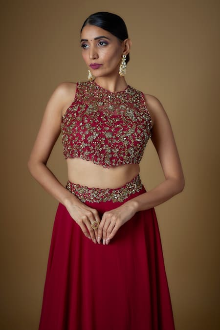 FATIZ Pink Tulle, Georgette Zari, Sequins, Hand Embroidered Blouse And Lehenga Set Online at Aza Fashions FATIZ_Pink Tulle, Georgette Zari, Sequins, Hand Embroidered Blouse And Lehenga Set _Online_at_Aza_Fashions