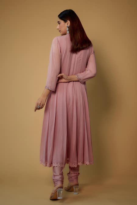 FATIZ Embroidered Yoke Anarkali Pant Set 