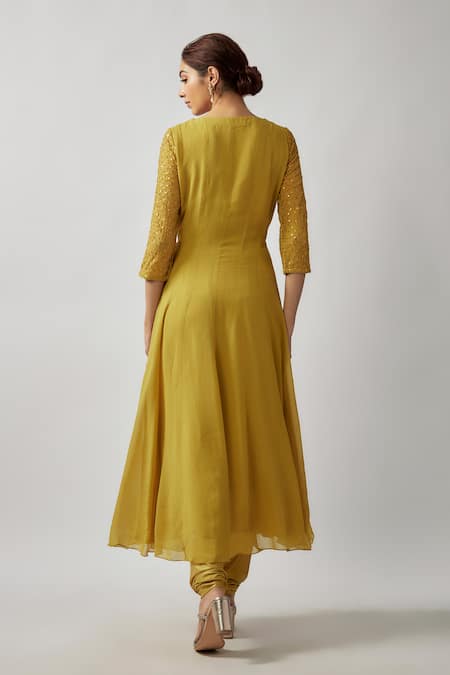 FATIZ Embellished Sleeve Anarkali Pant Set 