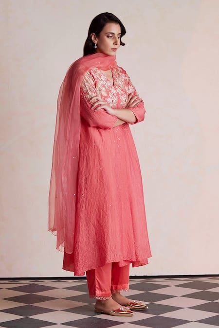 One Not Two Applique Embroidered Kurta & Pant Set 