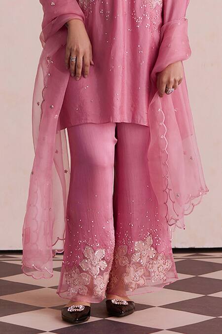 Buy One Not Two Pink Organza Sequins, Beads Embroidered Dupatta Online at Aza Fashions Buy_One Not Two_Pink Organza Sequins, Beads Embroidered Dupatta _Online_at_Aza_Fashions