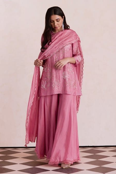 One Not Two Beaded Embroidered Scalloped Dupatta 