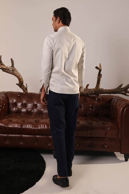 Shop Abkasa White Cotton Embroidery Graff Shirt at Aza Fashions Shop_Abkasa_White Cotton Embroidery Graff Shirt _at_Aza_Fashions