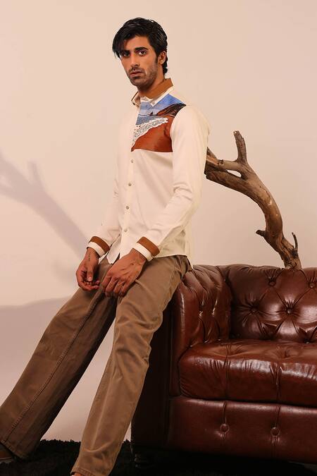 Buy Abkasa Beige Cotton Embroidery Josephine Shirt Online at Aza Fashions Buy_Abkasa_Beige Cotton Embroidery Josephine Shirt _Online_at_Aza_Fashions