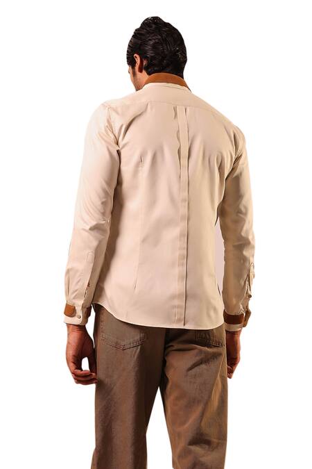 Abkasa Beige Cotton Embroidery Josephine Shirt at Aza Fashions Abkasa_Beige Cotton Embroidery Josephine Shirt _at_Aza_Fashions