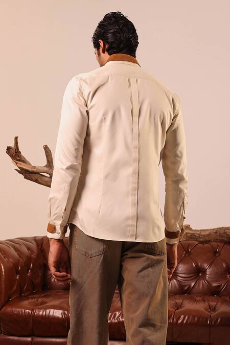 Shop Abkasa Beige Cotton Embroidery Josephine Shirt at Aza Fashions Shop_Abkasa_Beige Cotton Embroidery Josephine Shirt _at_Aza_Fashions