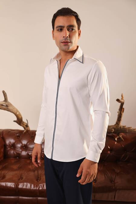 Abkasa White Cotton Embroidery Antillia Shirt Online at Aza Fashions Abkasa_White Cotton Embroidery Antillia Shirt _Online_at_Aza_Fashions