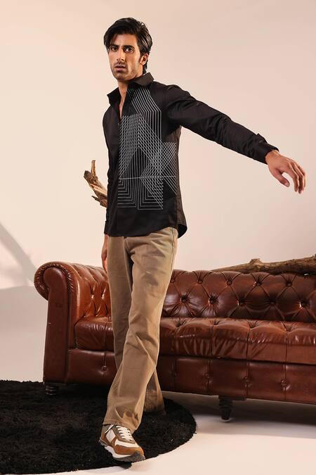 Abkasa Black Cotton Embroidery Adele Shirt Online at Aza Fashions Abkasa_Black Cotton Embroidery Adele Shirt _Online_at_Aza_Fashions