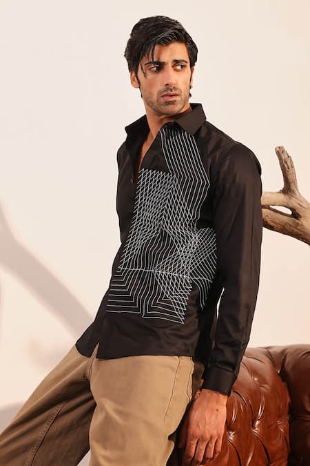 Abkasa Black Cotton Embroidery Adele Shirt at Aza Fashions Abkasa_Black Cotton Embroidery Adele Shirt _at_Aza_Fashions