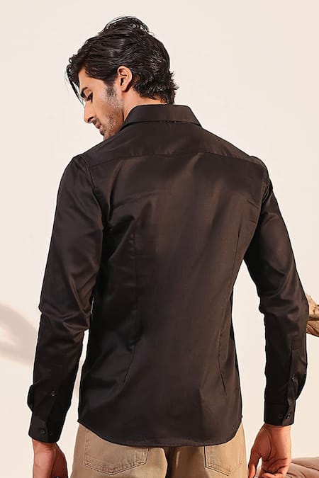 Shop Abkasa Black Cotton Embroidery Adele Shirt at Aza Fashions Shop_Abkasa_Black Cotton Embroidery Adele Shirt _at_Aza_Fashions