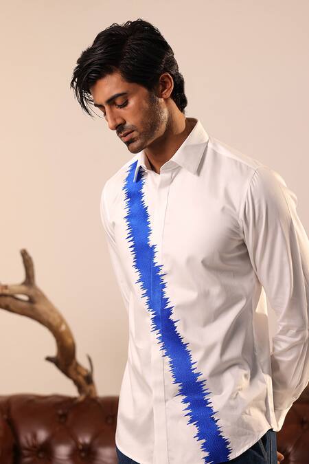 Shop Abkasa White Cotton Embroidery Ulleyses Scribble Shirt Online at Aza Fashions Shop_Abkasa_White Cotton Embroidery Ulleyses Scribble Shirt _Online_at_Aza_Fashions