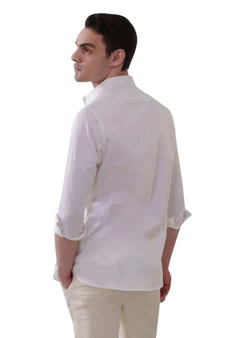 Amrit Dawani White Cotton Embroidery Chess Pattern Handpainted Shirt at Aza Fashions Amrit Dawani_White Cotton Embroidery Chess Pattern Handpainted Shirt _at_Aza_Fashions