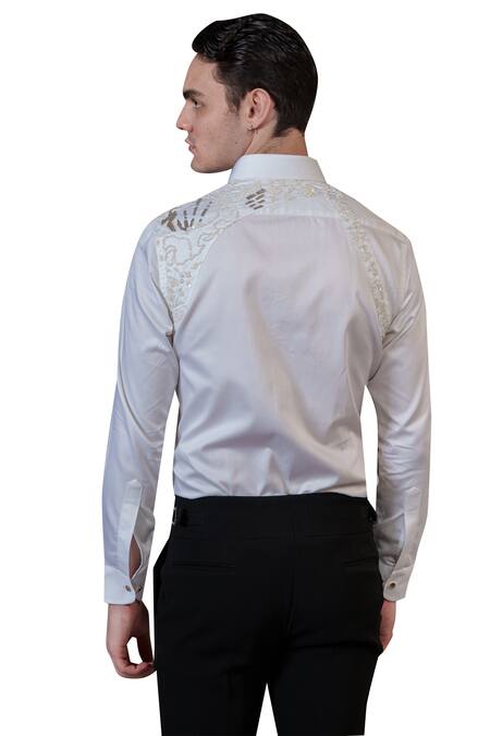 Buy Amrit Dawani White Cotton Sequins, Beads Embellished Shirt Buy_Amrit Dawani_White Cotton Sequins, Beads Embellished Shirt