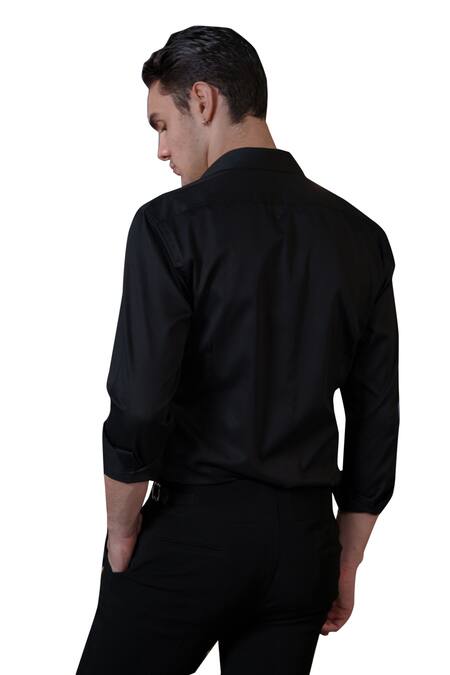 Shop_Amrit Dawani_Black Cotton Sequins, Beads Placed Embellished Shirt _Online_at_Aza_Fashions