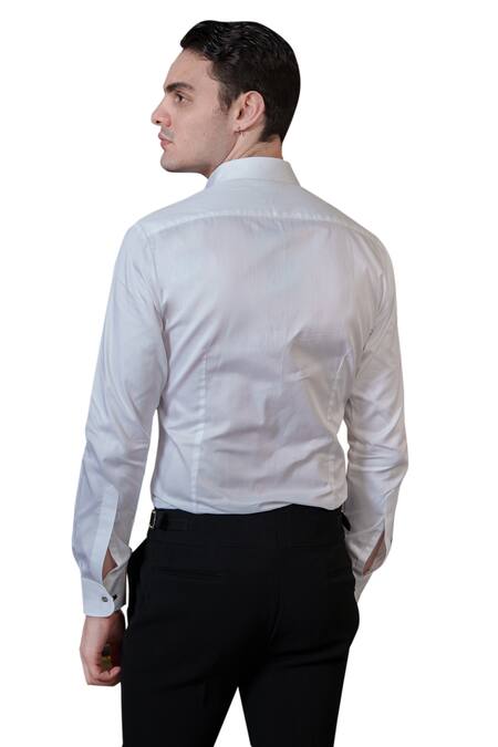 Amrit Dawani_White Cotton Beads Floral Embellished Shirt _at_Aza_Fashions