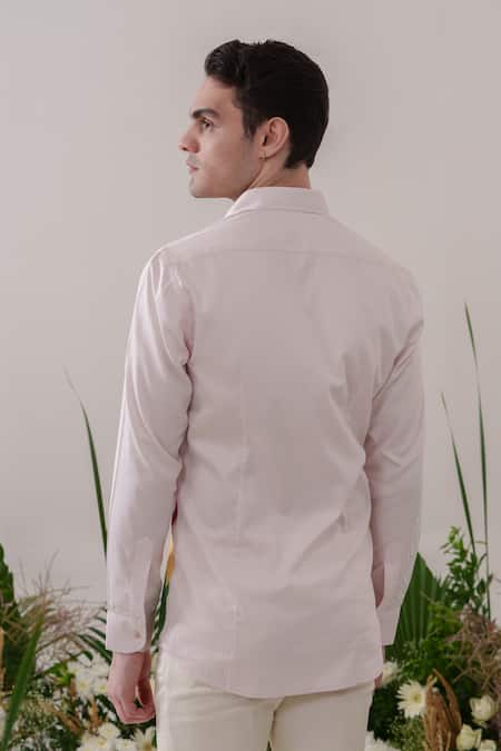 Shop_Amrit Dawani_Pink Cotton Banana Handpainted Shirt _at_Aza_Fashions