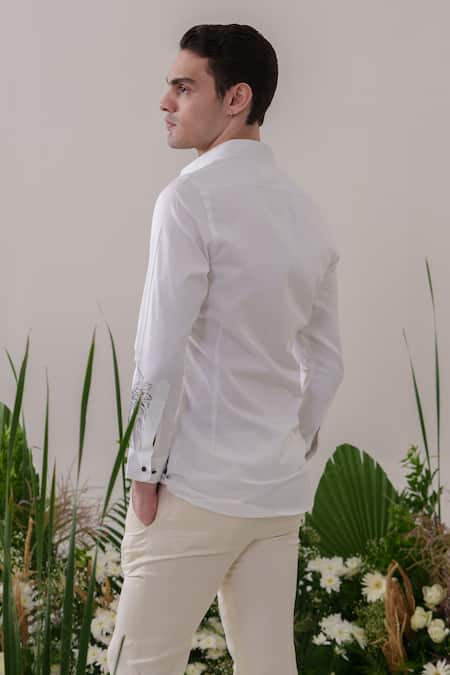 Shop_Amrit Dawani_White Cotton Scenic Handpainted Shirt _at_Aza_Fashions