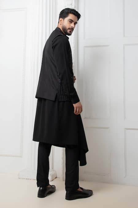 Darshika Menswear Cutdana Embroidered Bundi Kurta Set 