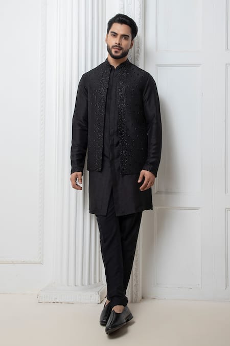 Darshika Menswear Open Embroidered Bundi Jacket Pant Set 