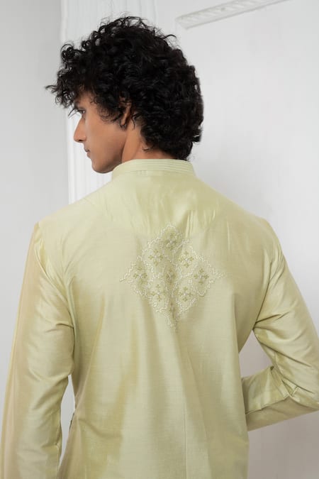 Darshika Menswear Floral Thread Embroidered Kurta & Churidar Set 