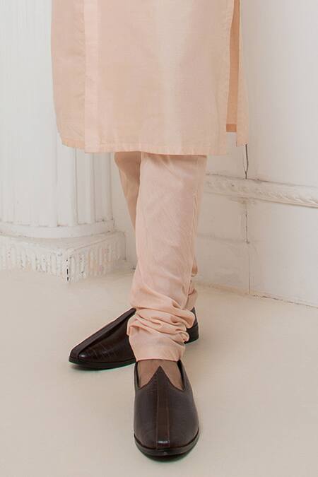 Darshika Menswear_Pink Silk, Cotton Embroidery Geometric Thread Bundi Set _Online_at_Aza_Fashions
