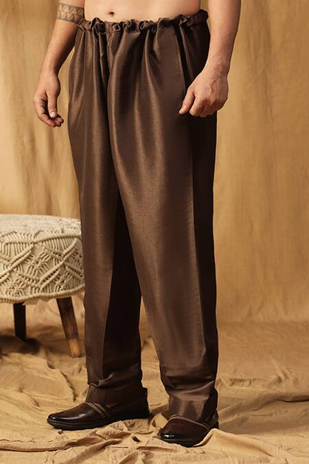 Shop_Kudrat Couture_Brown Silk Embroidered Bead Rooh Kurta And Salwar Set