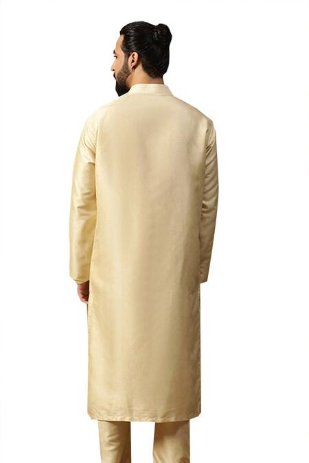 Shop_Kudrat Couture_Yellow Silk Embroidered Zardosi Rooh Chanderi Kurta And Salwar Set