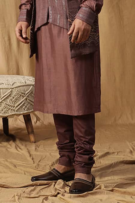 Buy Kudrat Couture Purple Chanderi Silk Embroidered Dori Lehar Panel Kurta And Churidar Set Online at Aza Fashions Buy_Kudrat Couture_Purple Chanderi Silk Embroidered Dori Lehar Panel Kurta And Churidar Set_Online_at_Aza_Fashions