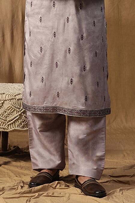 Kudrat Couture_Purple Silk Embroidered Zardosi Rooh Kurta And Salwar Set_Online_at_Aza_Fashions