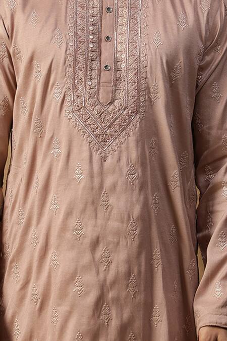 Buy_Kudrat Couture_Pink Silk Embroidered Zardosi Ruuh Rose Kurta And Salwar Set