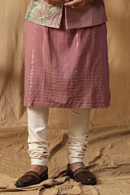 Buy Kudrat Couture Pink Silk Embroidered Thread Asymmetric Bundi Kurta Set Online at Aza Fashions Buy_Kudrat Couture_Pink Silk Embroidered Thread Asymmetric Bundi Kurta Set_Online_at_Aza_Fashions