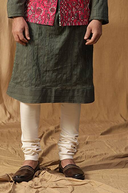 Buy Kudrat Couture Pink Silk Embroidered Thread Dual Toned Bundi Kurta Set Buy_Kudrat Couture_Pink Silk Embroidered Thread Dual Toned Bundi Kurta Set