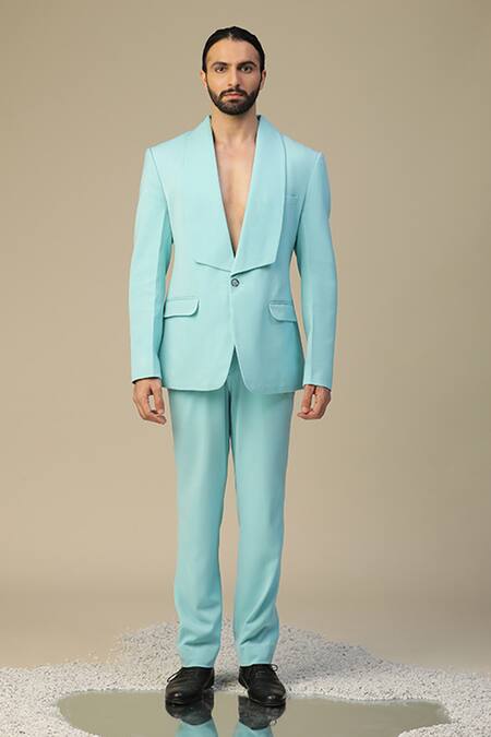 Buy_Kudrat Couture_Blue Imported Italian Suit Set_Online_at_Aza_Fashions