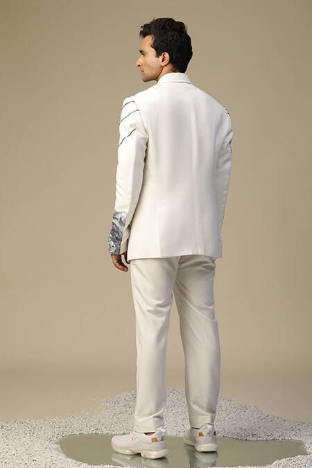 Shop_Kudrat Couture_White Imported Italian Hand Painted Embroidered Suit Set_at_Aza_Fashions