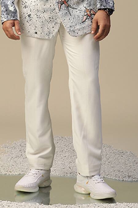 Kudrat Couture White Imported Italian Hand Painted Embroidered Suit Set Online at Aza Fashions Kudrat Couture_White Imported Italian Hand Painted Embroidered Suit Set_Online_at_Aza_Fashions