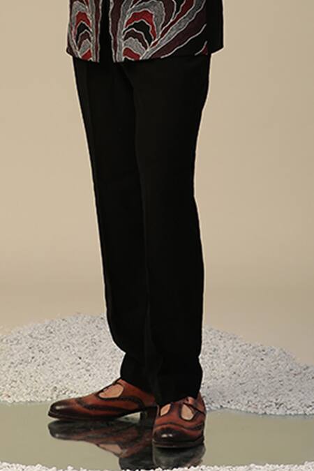 Shop_Kudrat Couture_Black Imported Italian Embroidered Abstract Kaustubh Maani Suit Set_Online_at_Aza_Fashions