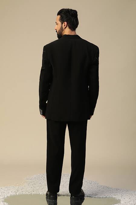 Shop_Kudrat Couture_Black Imported Italian Embroidered Cutdana Chandra Suit Set_at_Aza_Fashions