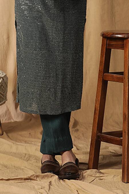 Buy_Kudrat Couture_Green Georgette Embroidered Sequin Dabka And Nalki Motif Jacket Kurta Set_Online_at_Aza_Fashions