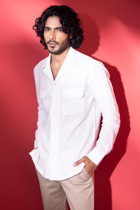 Amit Arora Solid Linen Safari Shirt 