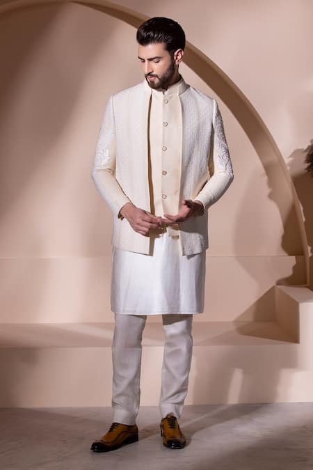 AMIT ARORA Hand Embroidered Jacket With Kurta Set 