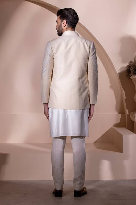 Shop Amit Arora Cream Silk Embroidery Hand Jacket And Kurta Set at Aza Fashions Shop_Amit Arora_Cream Silk Embroidery Hand Jacket And Kurta Set _at_Aza_Fashions