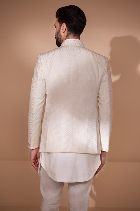 Amit Arora Cream Jacquard, Silk Embroidery Hand Sherwani With Pant Set Online at Aza Fashions Amit Arora_Cream Jacquard, Silk Embroidery Hand Sherwani With Pant Set _Online_at_Aza_Fashions
