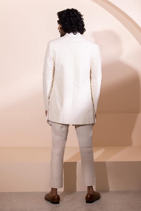 Shop Amit Arora Cream Cotton Embroidery Hand Jacket With Pant Set at Aza Fashions Shop_Amit Arora_Cream Cotton Embroidery Hand Jacket With Pant Set _at_Aza_Fashions